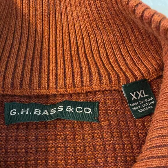 G.H. Bass Rust Waffle Weave Mock Neck Pullover Size XXL - Picture 2 of 5